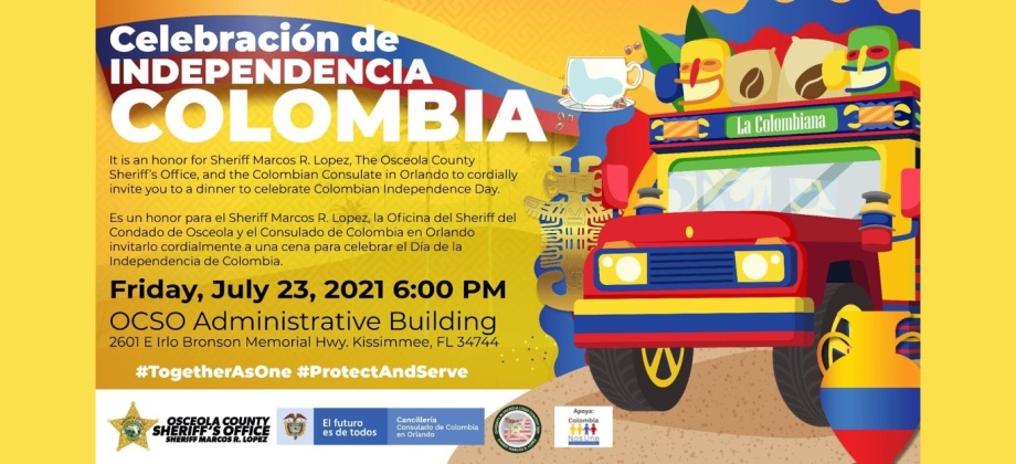El Consulado en Orlando invita a conmemorar el Día de la Independencia de Colombia el 23 de julio de 2021