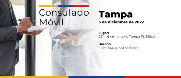 Consulado de Colombia en Orlando realizará un Consulado Móvil en Tampa, el 3 de diciembre de 2022