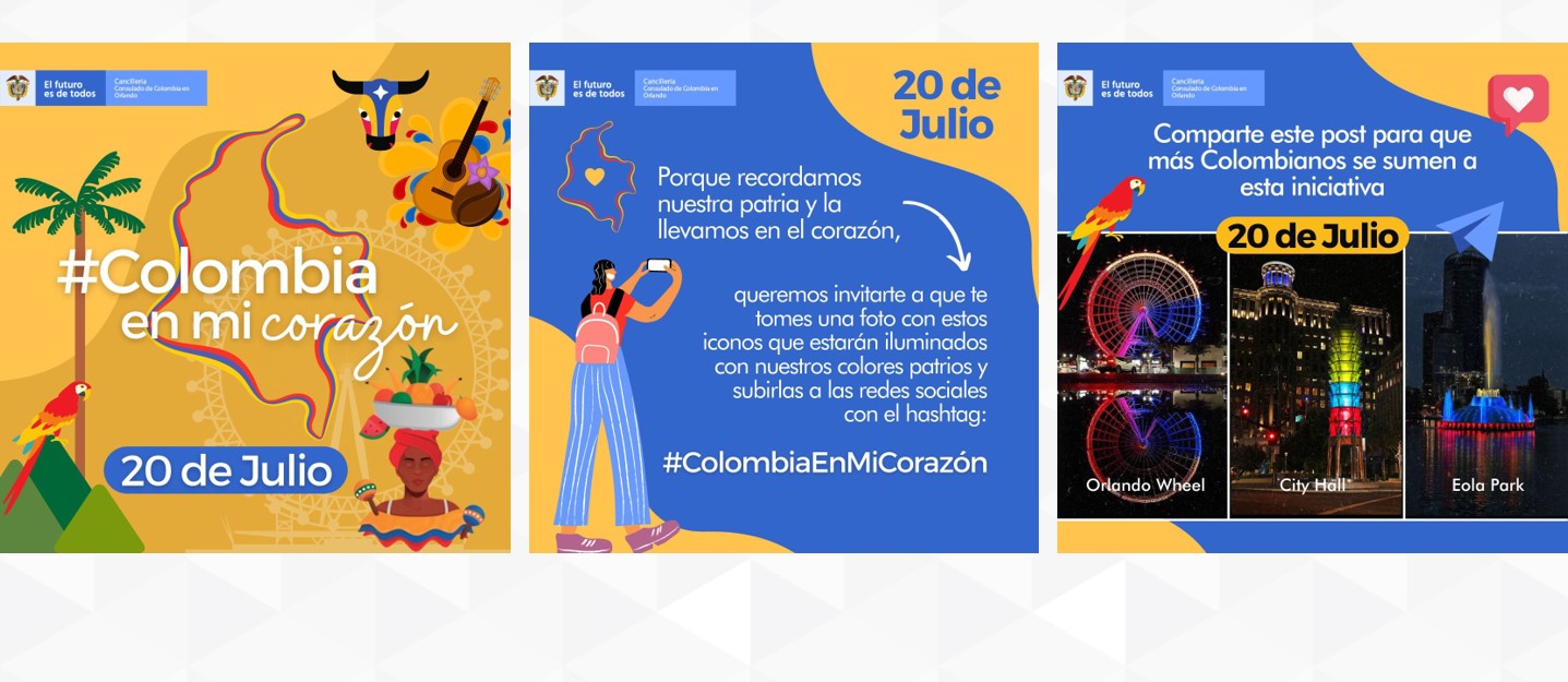 El Consulado en Orlando invita a unirse a la campaña #Colombia en mi corazón este 20 de julio de 2021