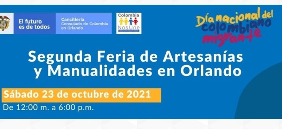 El sábado 23 de octubre de 2021 se realizará la Segunda Feria de Artesanías y Manualidades en Orlando