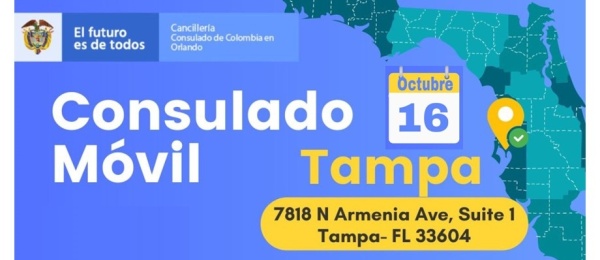 Consulado en Orlando realizará Consulado Móvil en Tampa el 16 de octubre